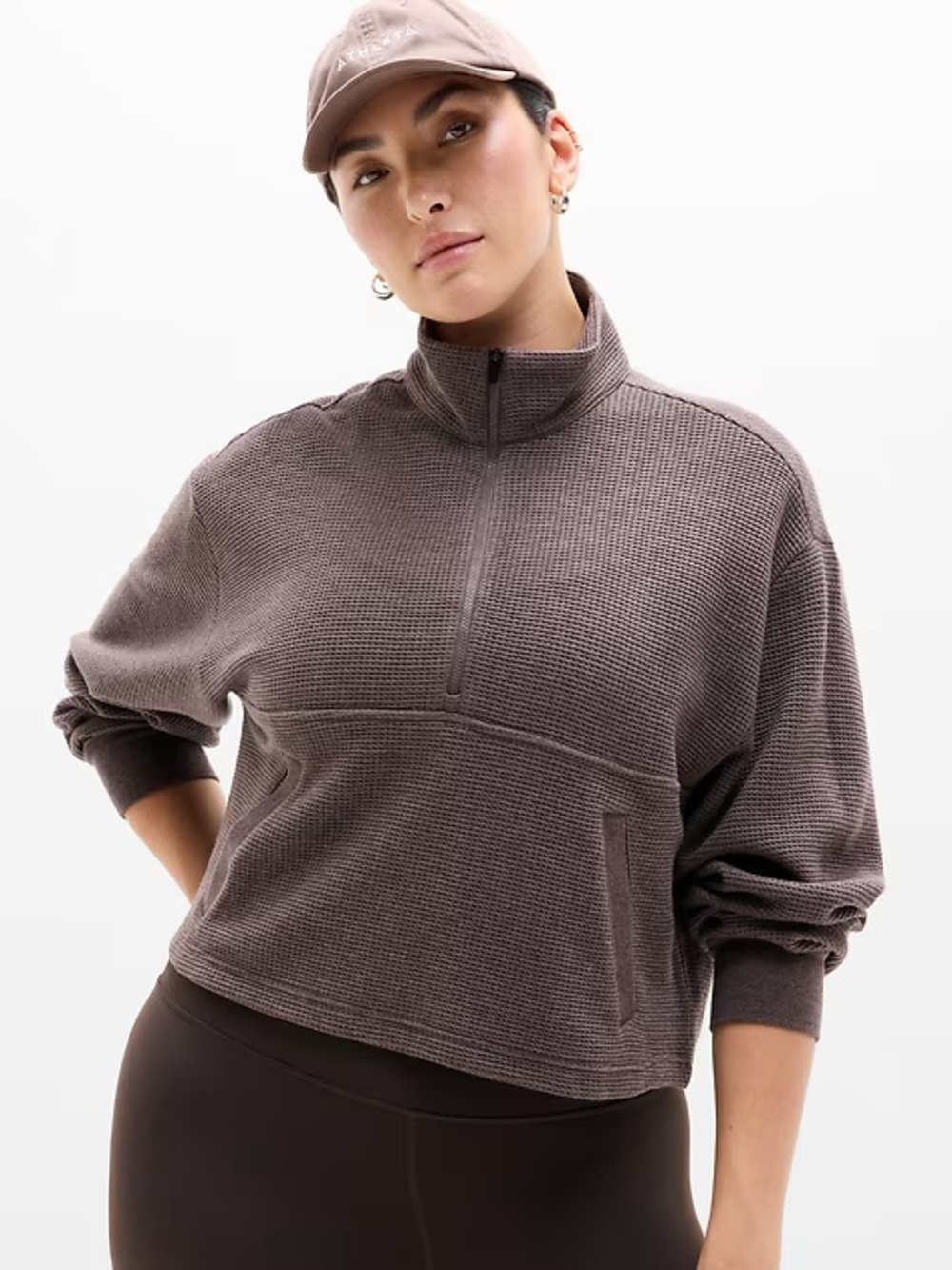 Athleta Tranquil Waffle 1/2 Zip Sweatshirt Size M